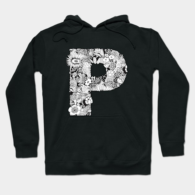 Floral Letter P Hoodie by HayleyLaurenDesign